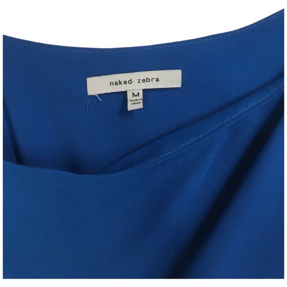 Naked Zebra Womens Medium Romper One Shoulder Dressy Shorts Pockets Blue - Picture 9 of 12